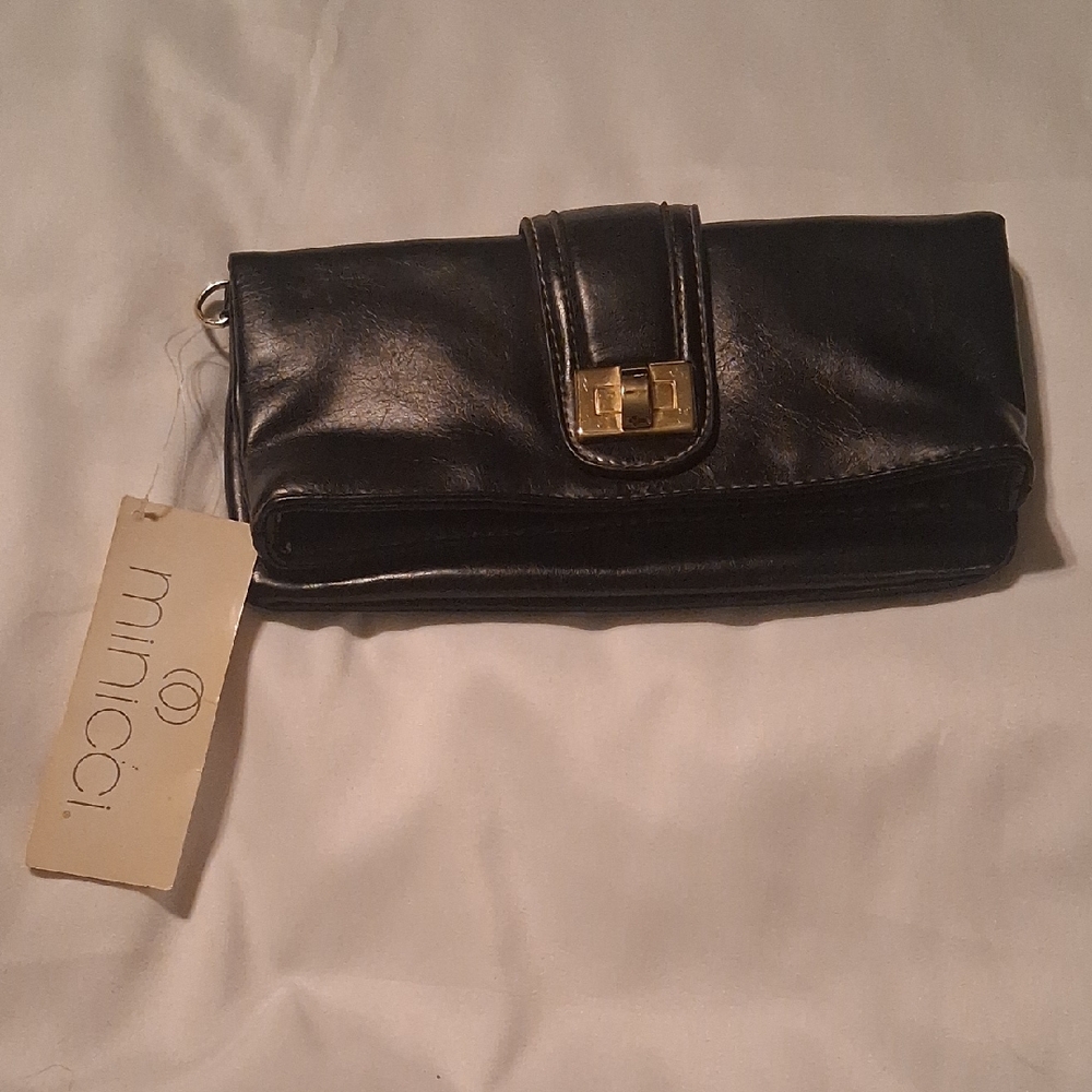 Minicci Elegant Black Wristlet with Gold Accent